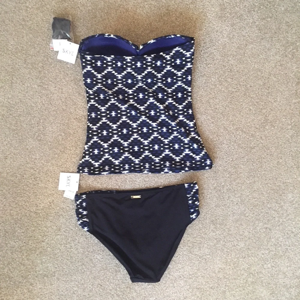 NWT Matching SKYE Swimwear Set Vestige Print Tankini Bikini Top Bottom SMALL